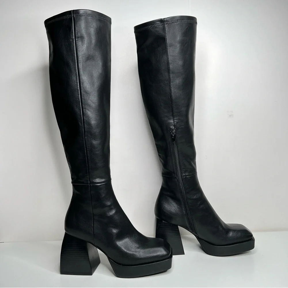Jeffrey Campbell Black Over-the-Knee Platform Boots